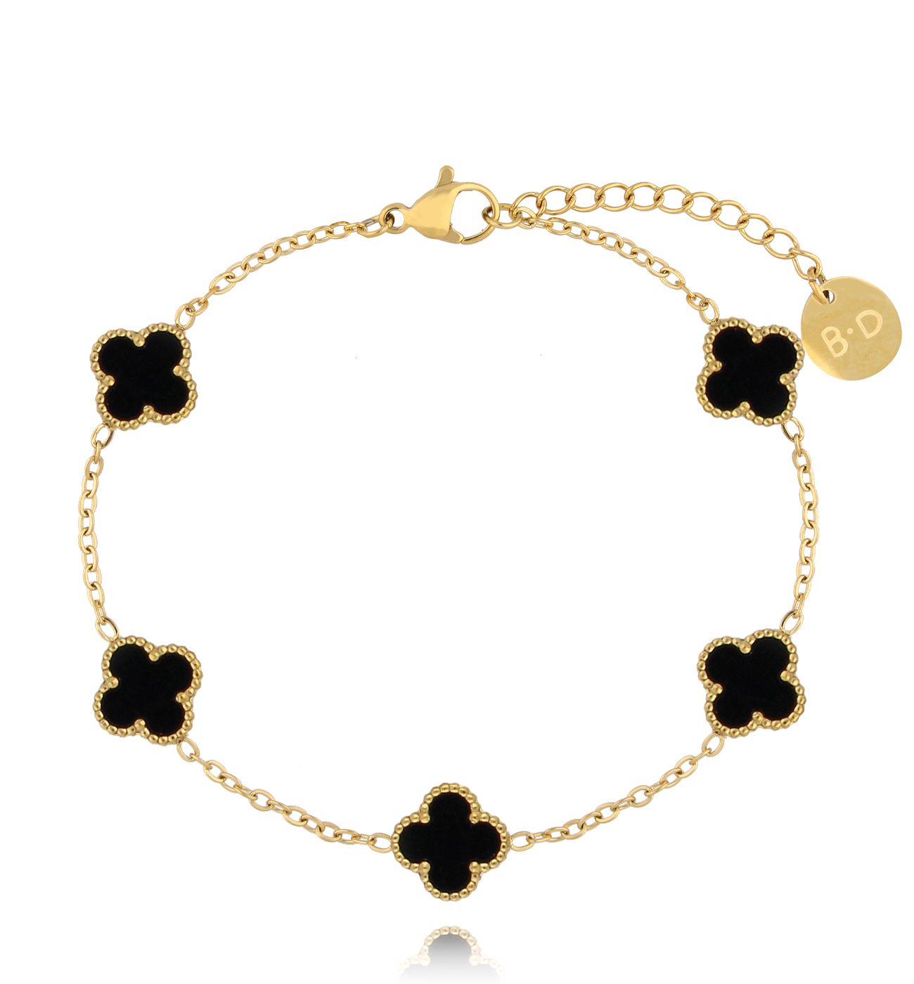 Bransoletka z czarnymi koniczykami Clovers BSY0034