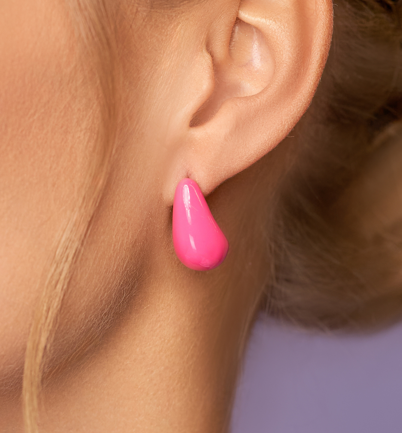 Kolczyki krople emaliowane fuksjowe Enamel Drop KSA1456
