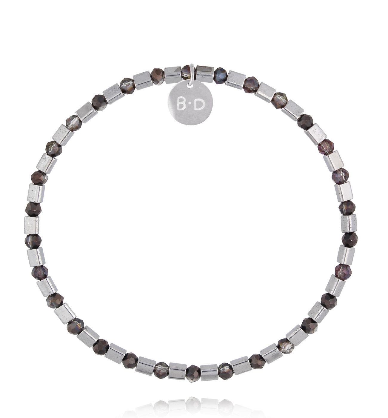 Bransoletka z hematytu i szklanych kryształków - By Dziubeka