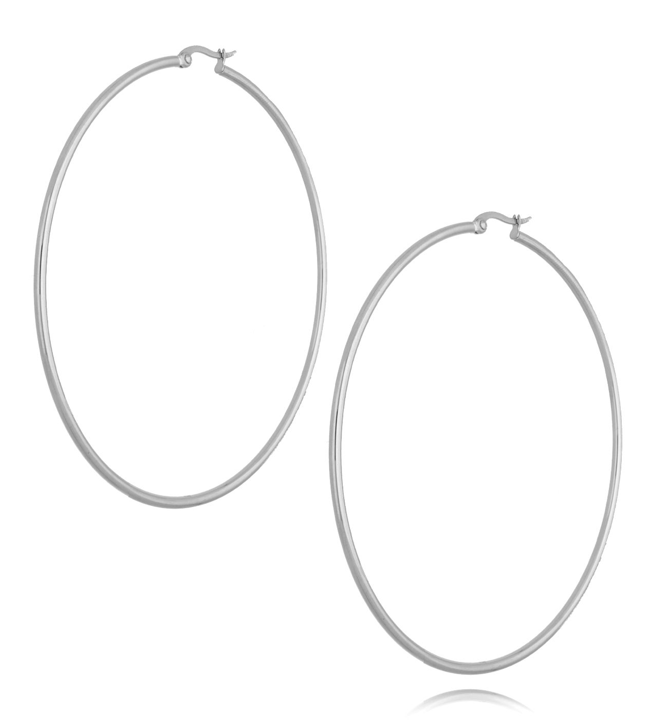 Kolczyki srebrne koła ze stali szlachetnej 75mm - By Dziubeka