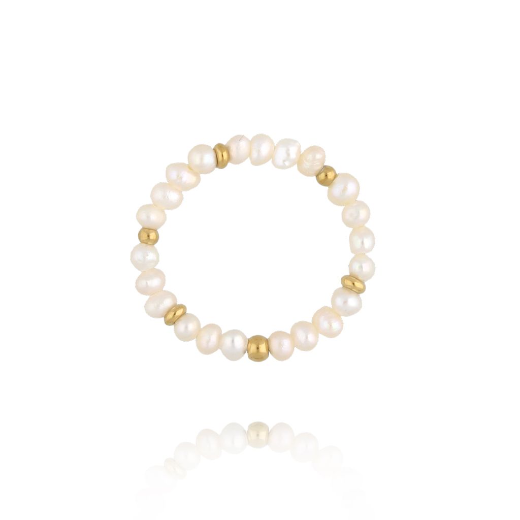 Pierścionek elastyczny z perełek hodowlanych - By Dziubeka