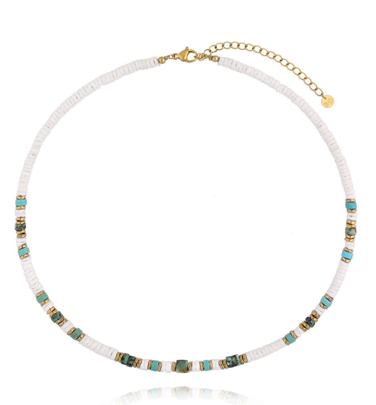 Naszyjnik z turkusu, afrykańskiego turkusu i muszli - By Dziubeka