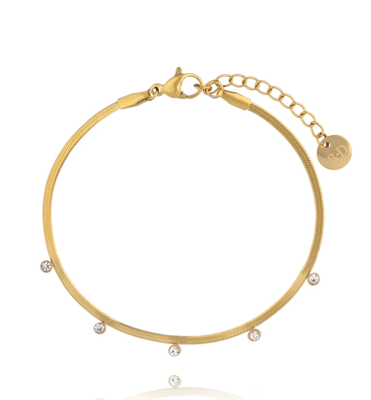 Bransoletka typu żmijka z zawieszkami z kryształkami BSY0619