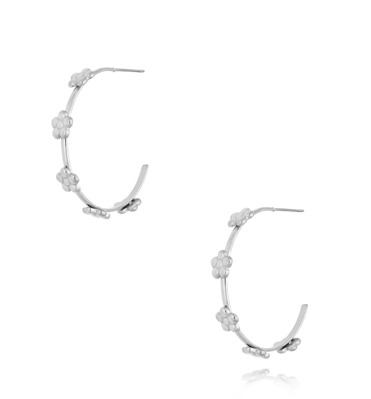 Kolczyki srebrne koła z kwiatuszkami Columba - By Dziubeka