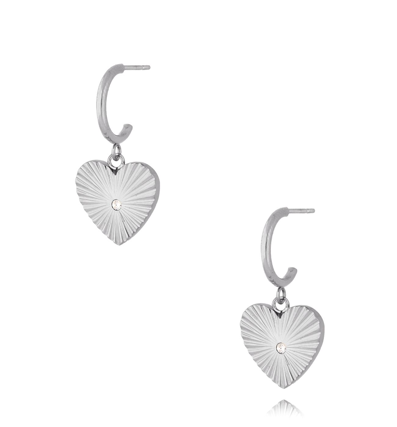 Kolczyki srebrne duże serca z cyrkonią Lille - By Dziubeka