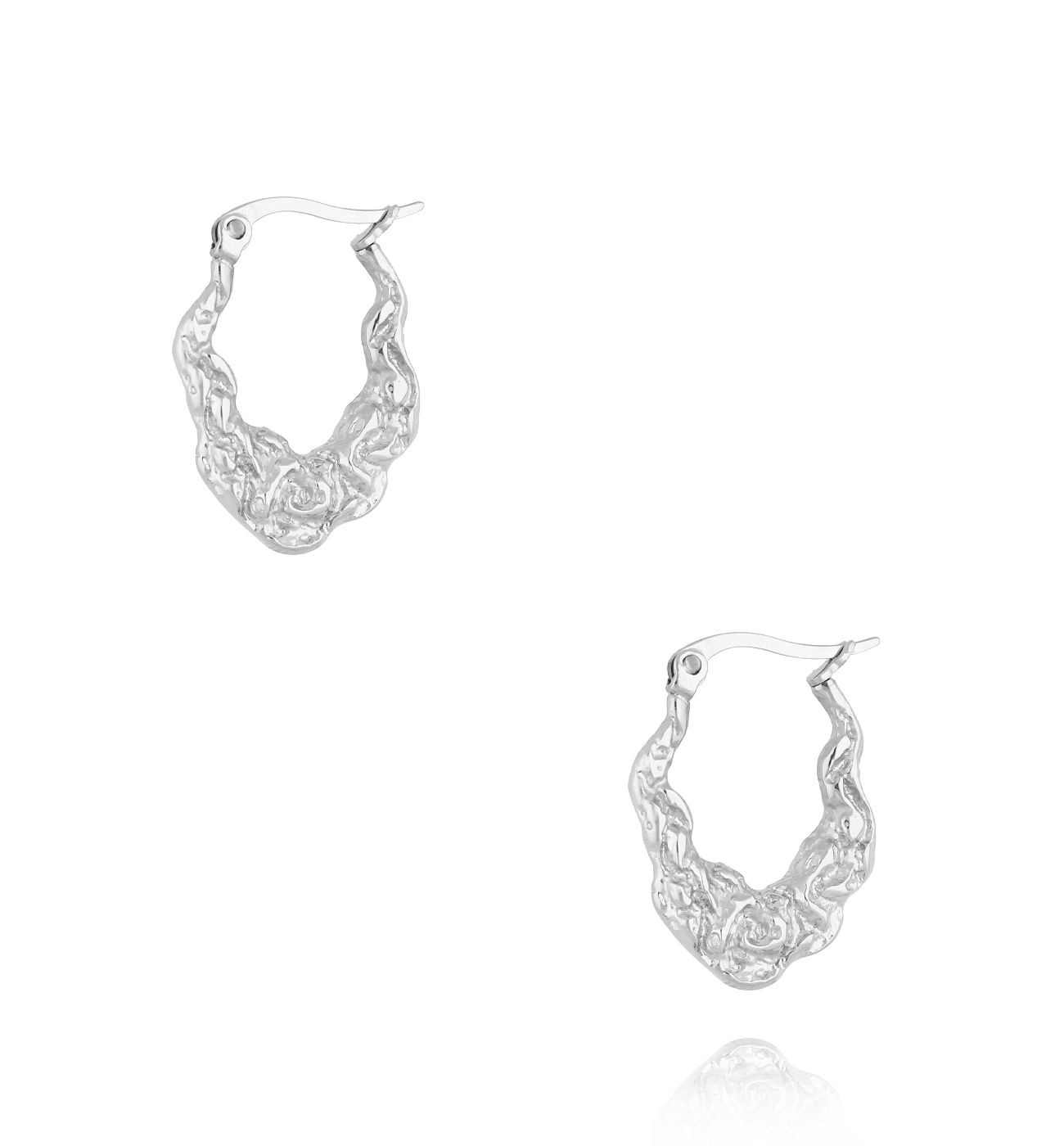 Kolczyki srebrne owalne gniecione Modern Metallics - By Dziubeka