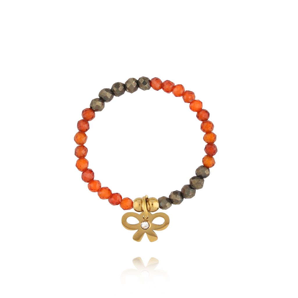 Pierścionek elastyczny z kokardką pomarańczowy PTW0504