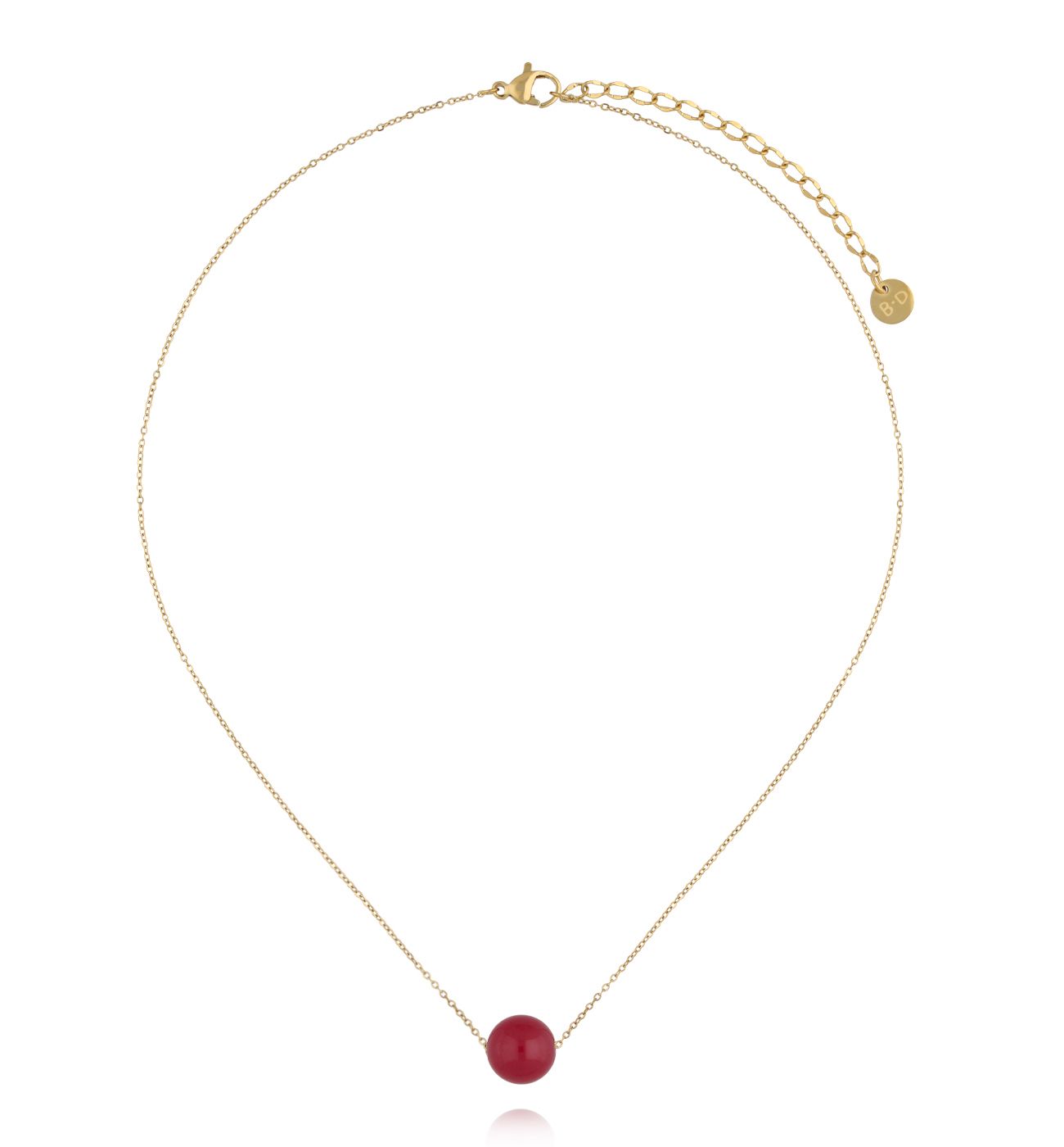 Naszyjnik z czerwonym korundem na delikatnym łańcuszku - By Dziubeka