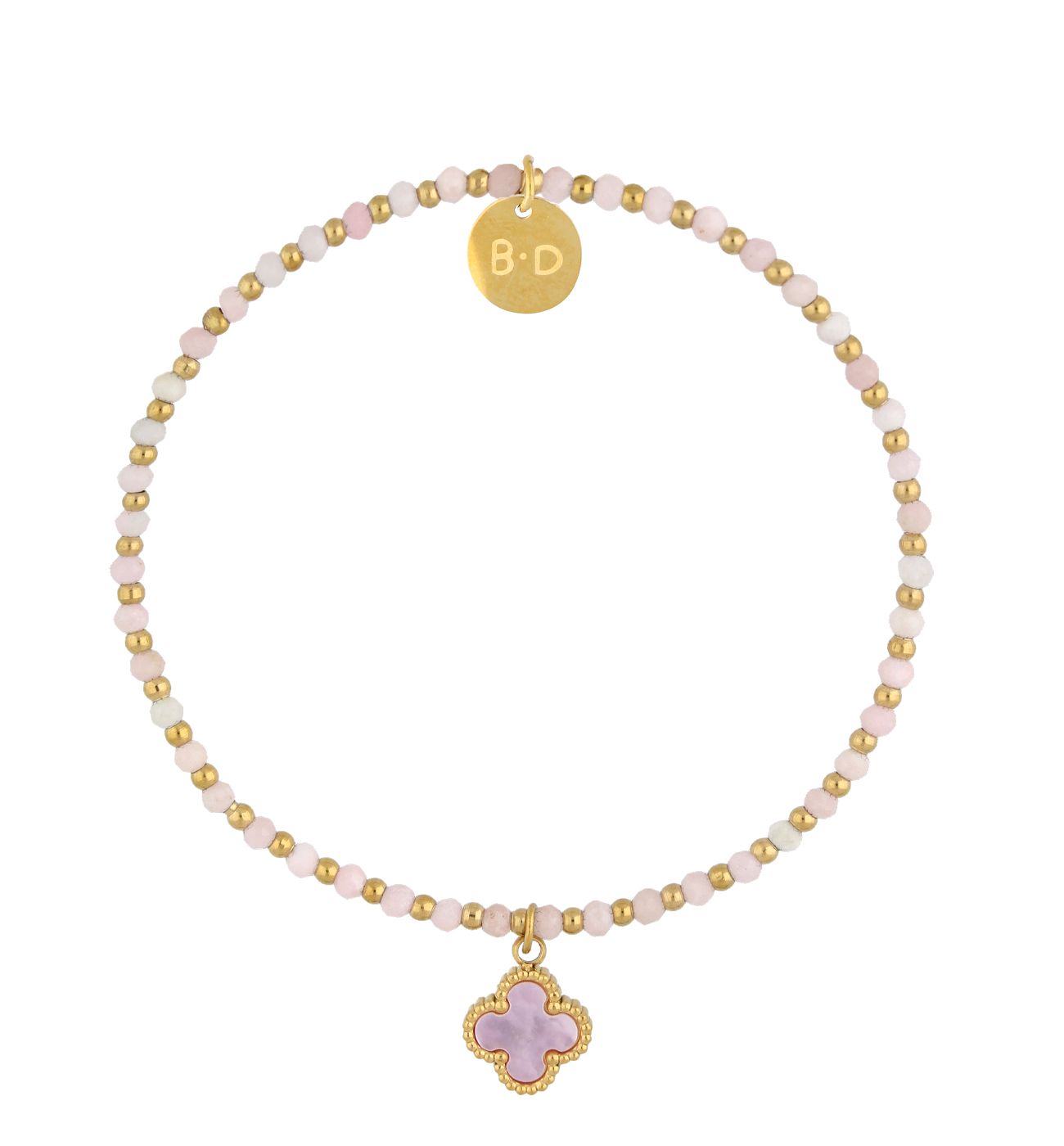 Bransoletka różowa z koniczynką - By Dziubeka