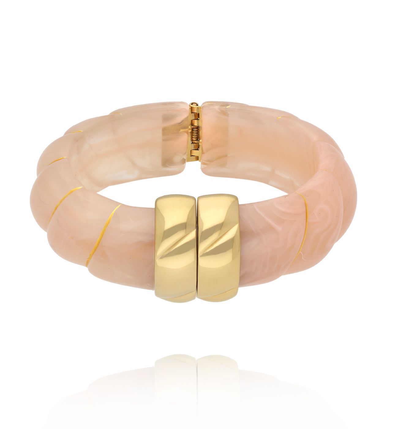 Bransoletka w odcieniu pudrowego różu ze złotym zapięciem BEU0005 - By Dziubeka