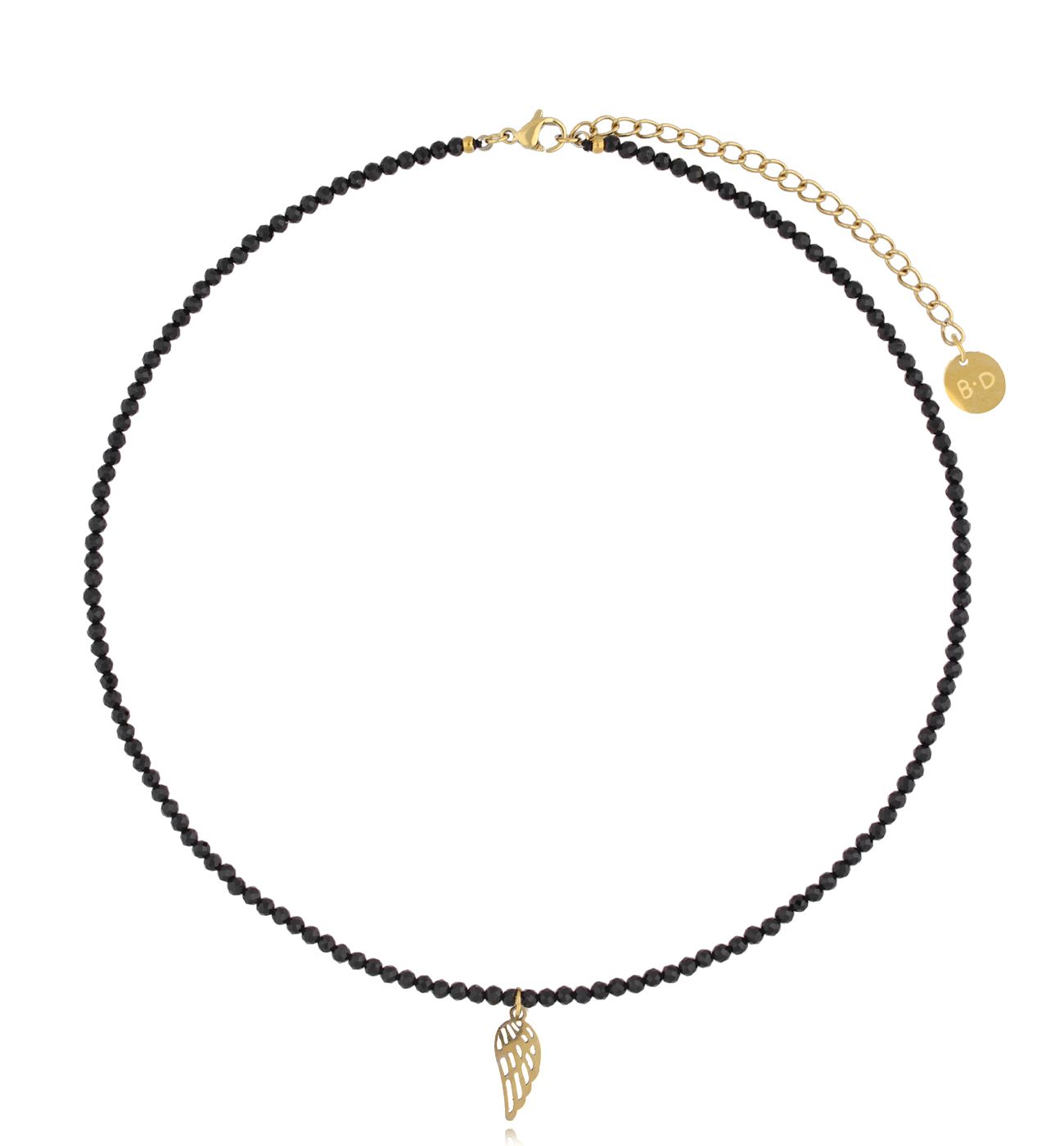 Naszyjnik z czarnymi turmalinami i skrzydełkiem Lifestyle - By Dziubeka