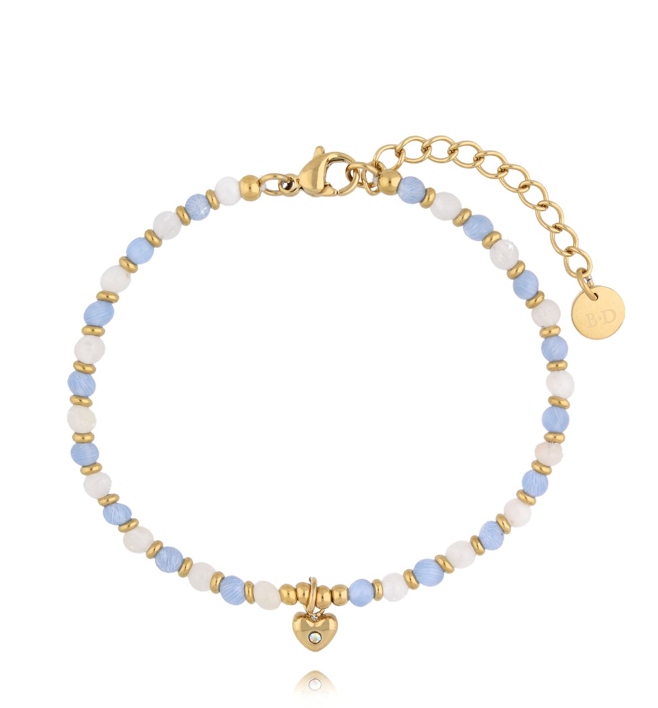 Bransoletka błękitno biała z serduszkiem - By Dziubeka