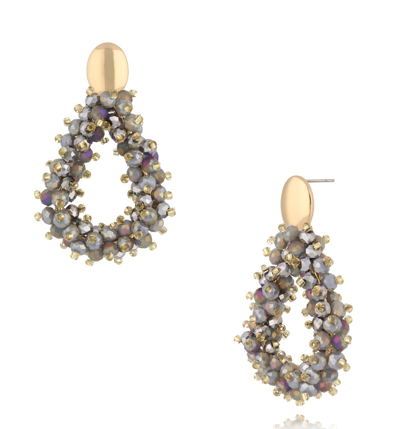 Kolczyki z szarymi kryształkami KWE0265 - By Dziubeka