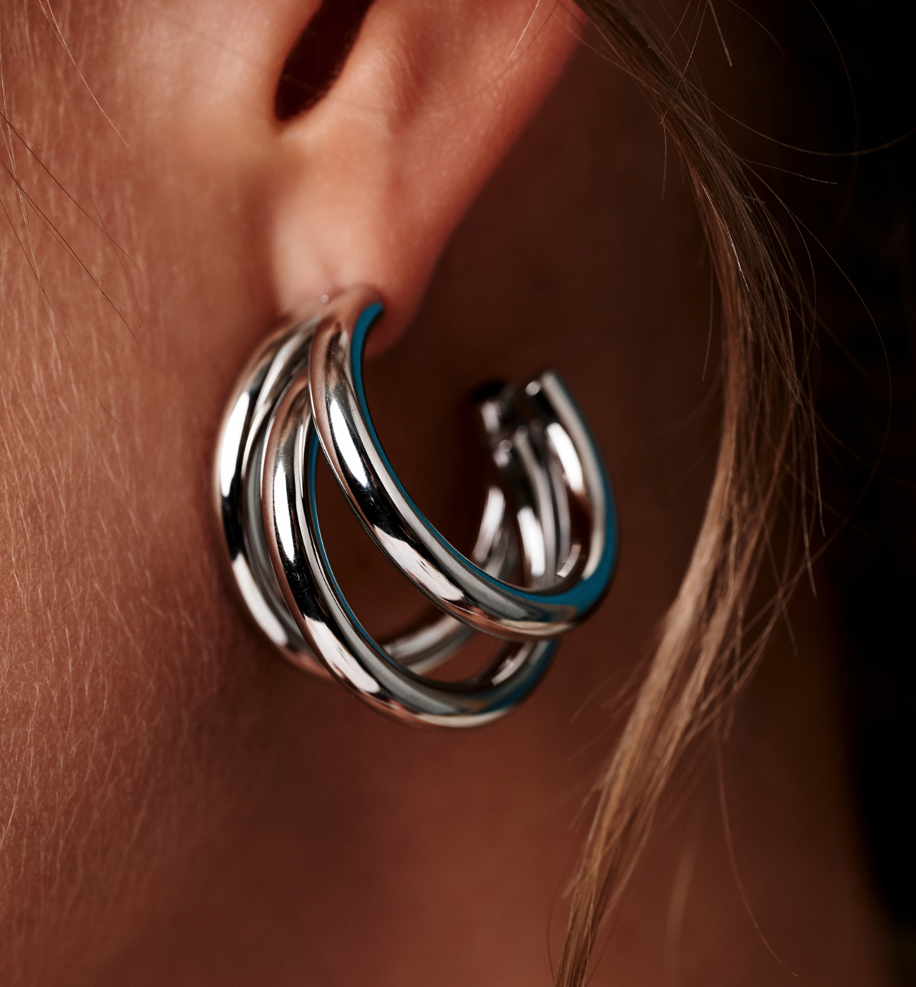 Kolczyki koła potrójne srebrne KSY0607 - By Dziubeka