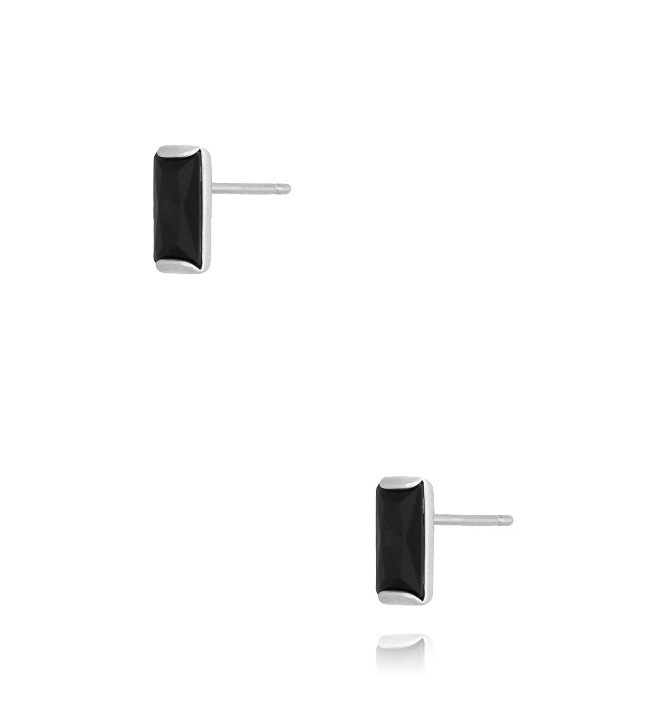 Kolczyki srebrne wkrętki z czarnymi kryształkami Chicca KSE0101