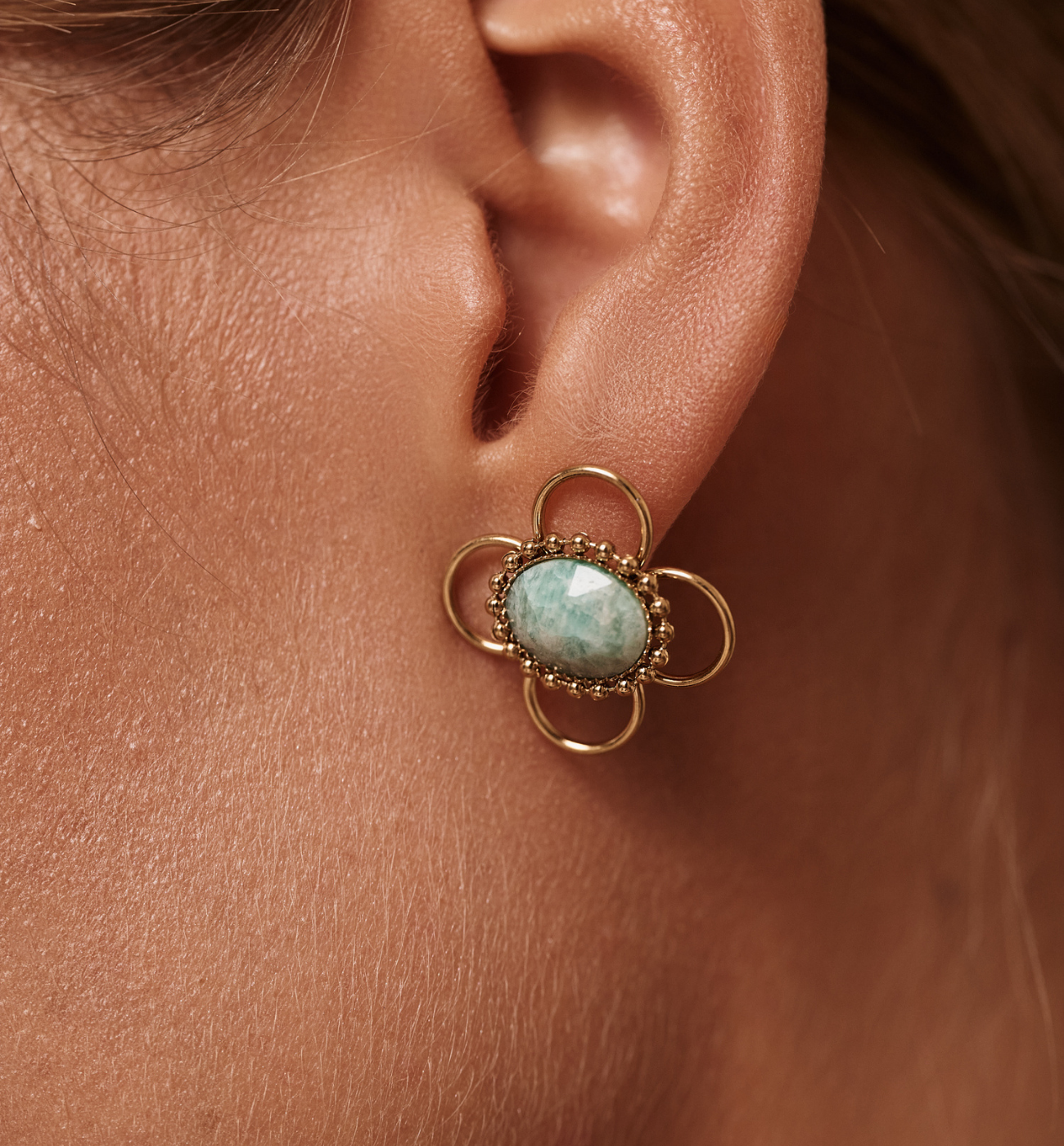 Kolczyki złocone z amazonitem KEA0004