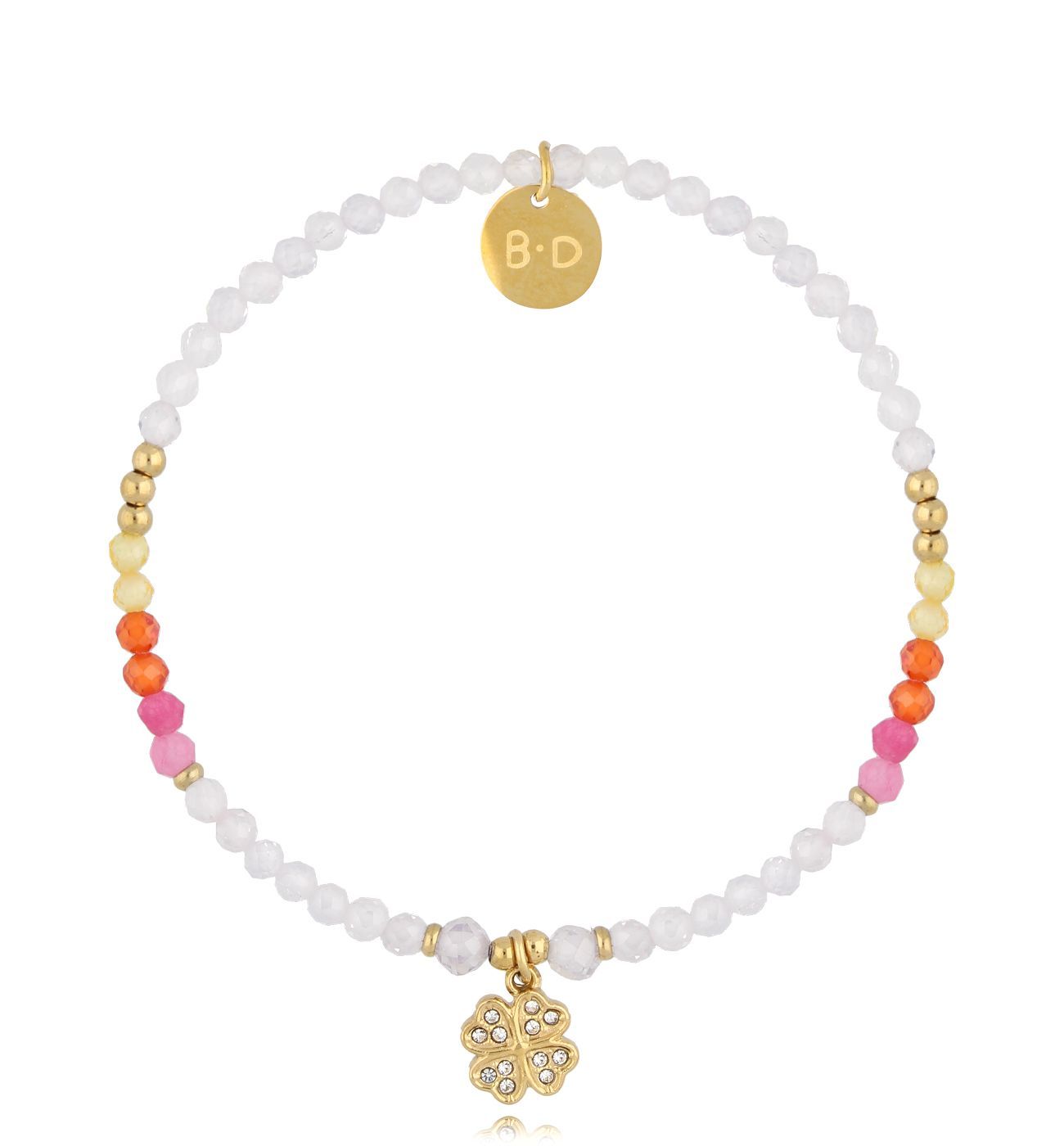 Bransoletka z cyrkoniami i koniczynką Iris - By Dziubeka