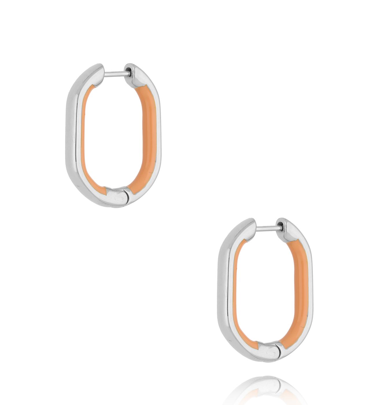 Kolczyki srebrne z brzoskwiniową emalią Tamala - By Dziubeka