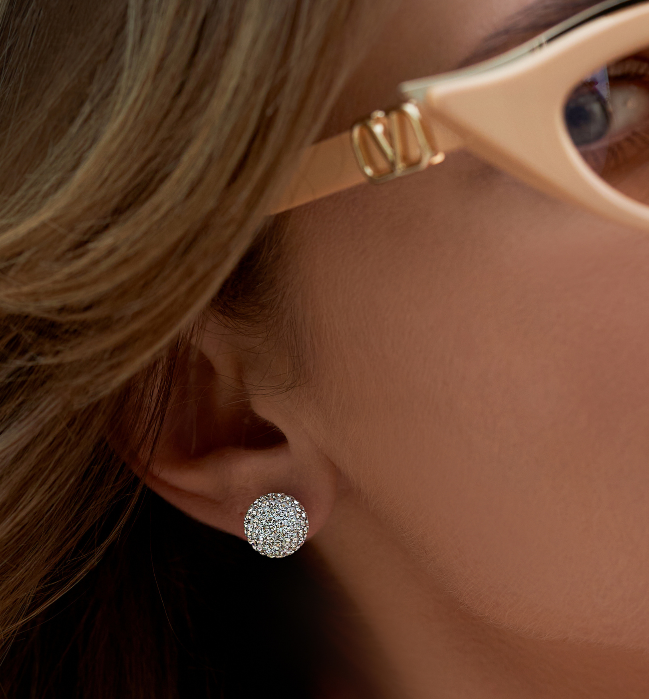 Kolczyki z cyrkoniami srebrne okrągłe podwójne Diamants KSA1100