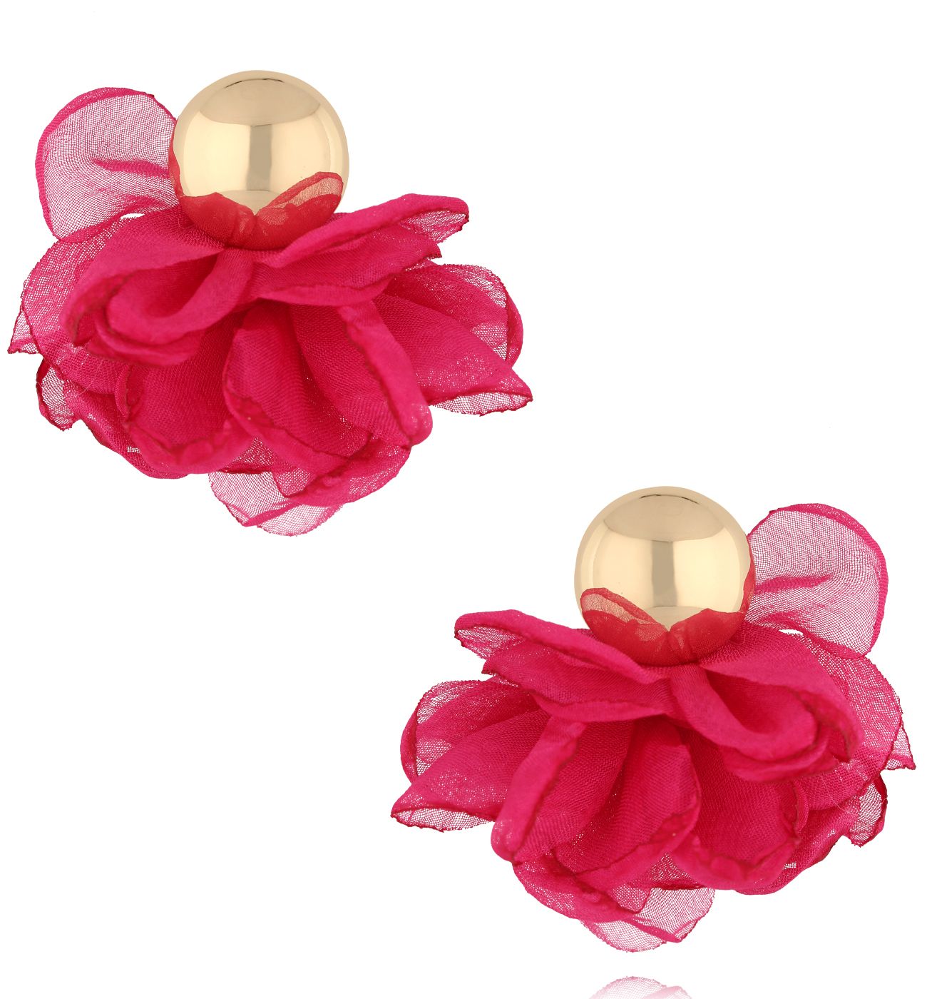 Kolczyki fuksjowe z tkaniną KBL1940