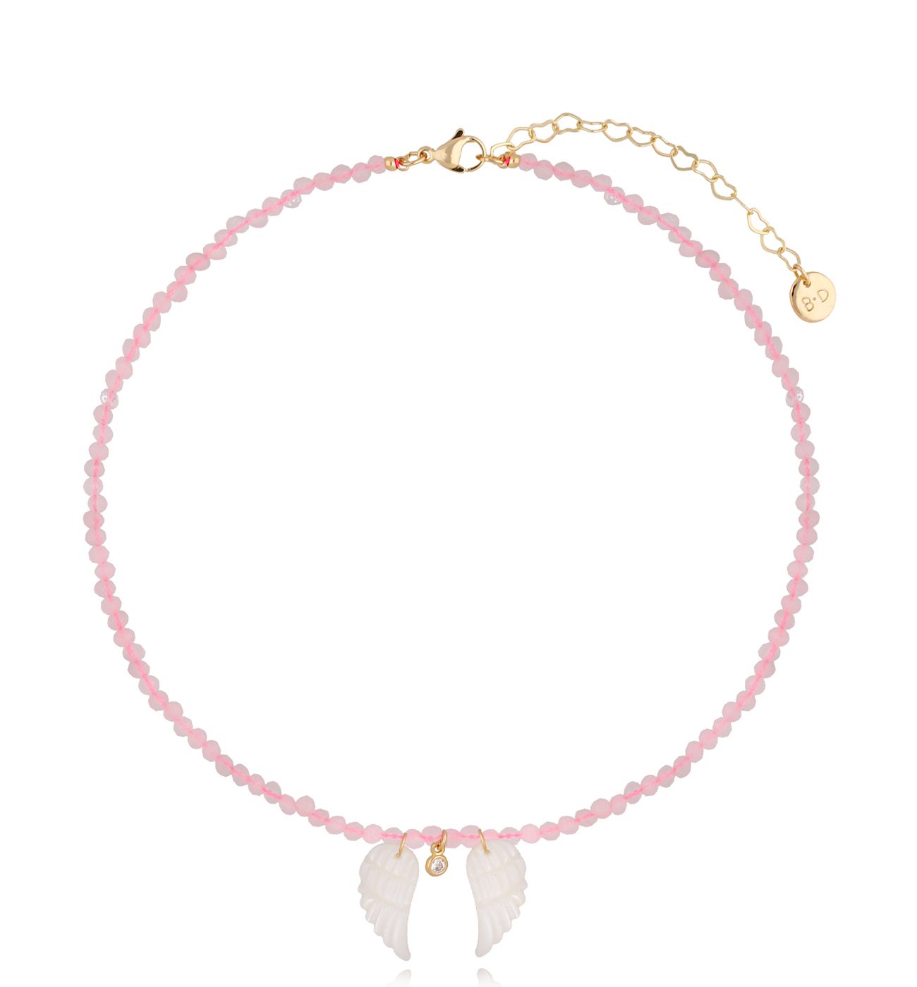 Naszyjnik różowy ze skrzydełkami White Wings - By Dziubeka