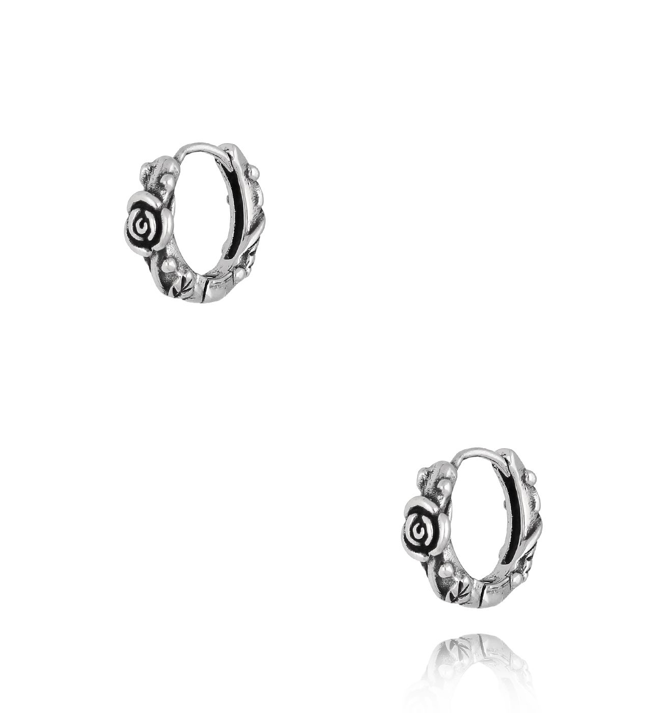 Kolczyki srebrne okrągłe z różą Navin KMITC0061