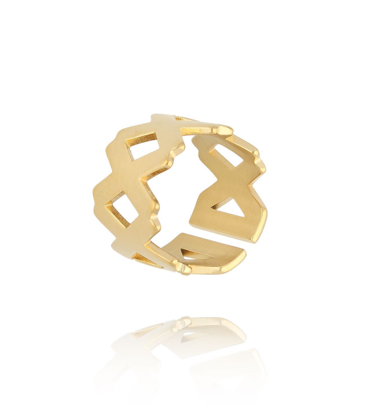 Pierścionek o geometrycznej formie złoty - By Dziubeka