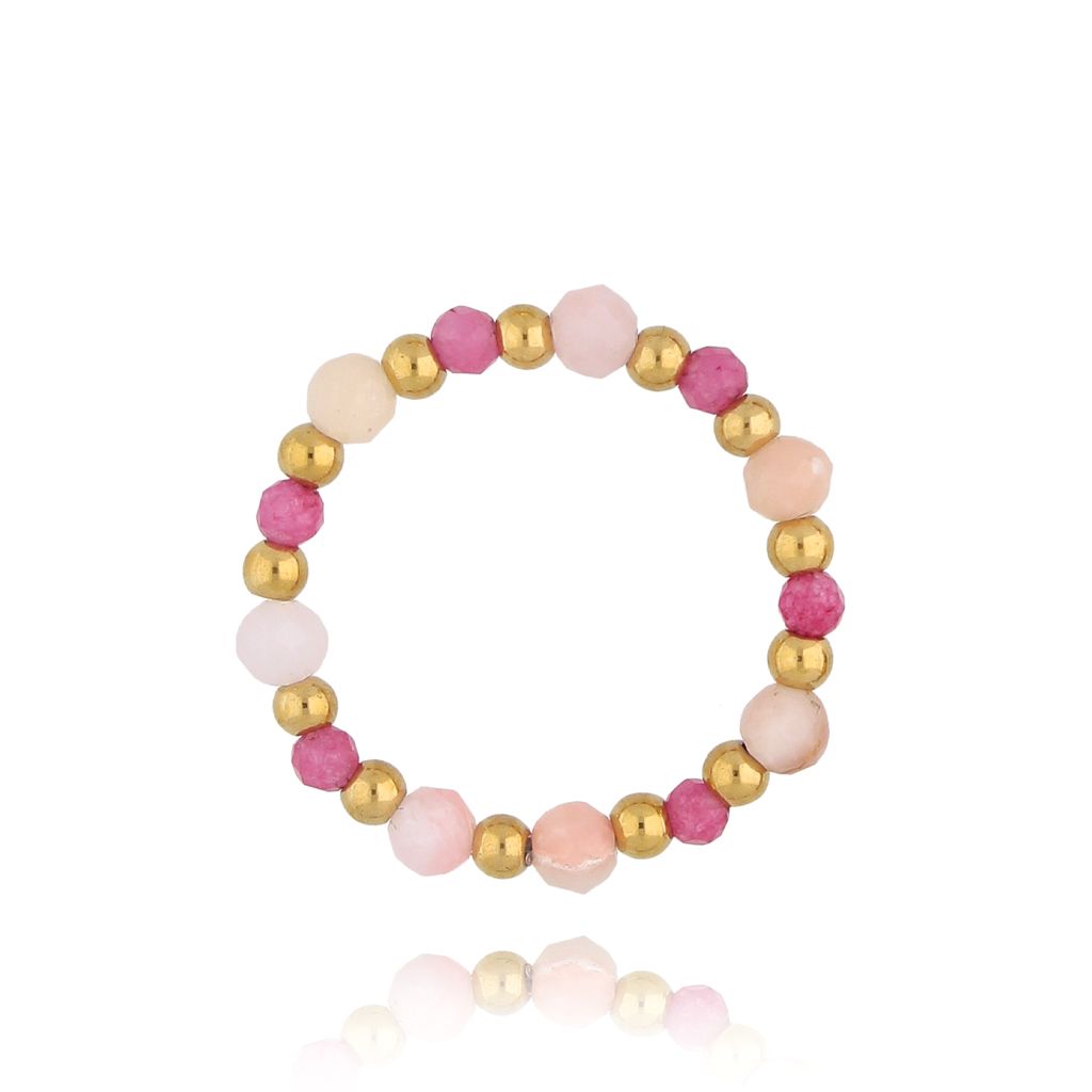 Pierścionek elastyczny z kamieniami naturalnymi Sea Foam PSC0466 - By Dziubeka