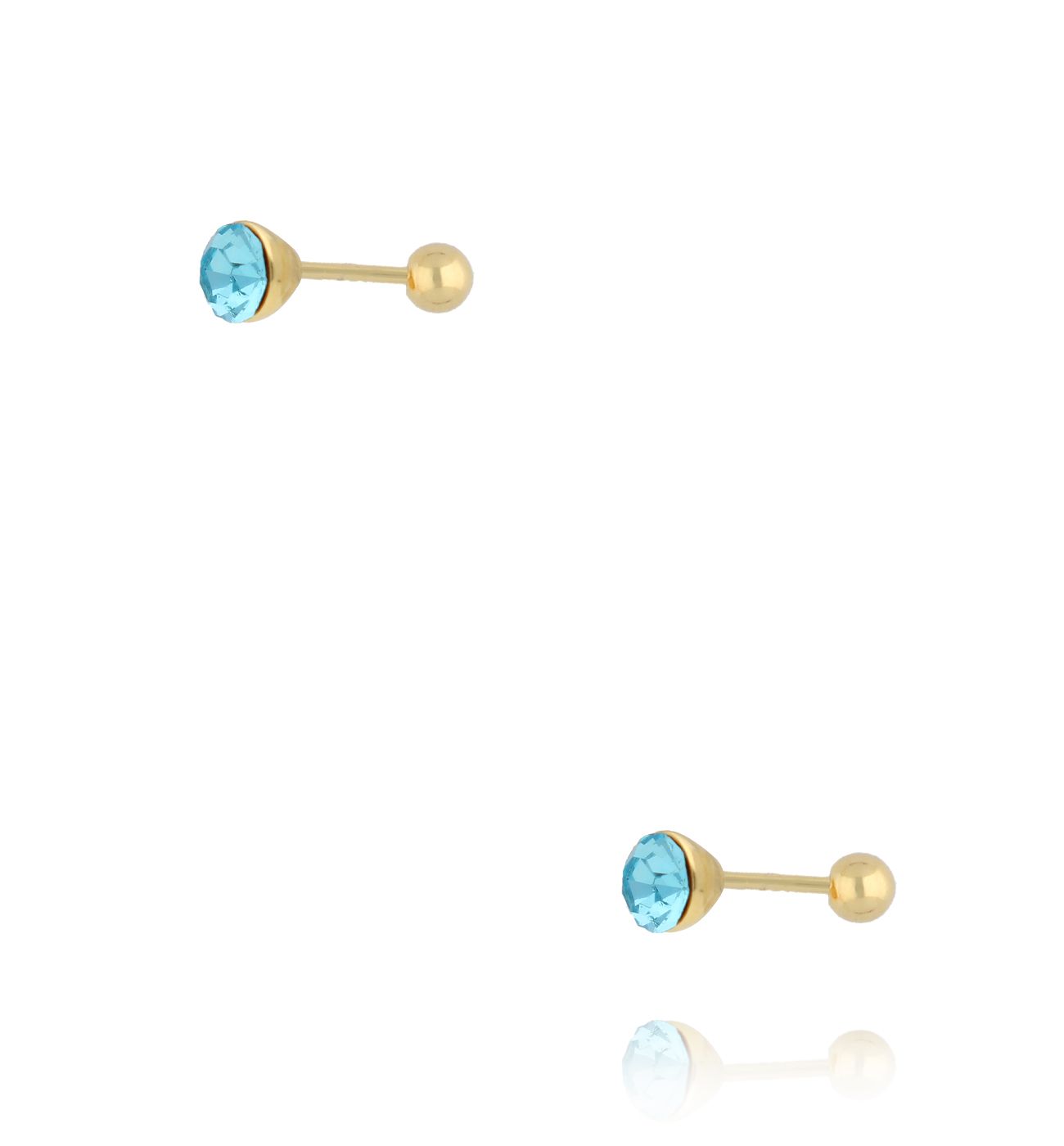 Kolczyki z niebieskim kryształem w złotej oprawie KCA0166