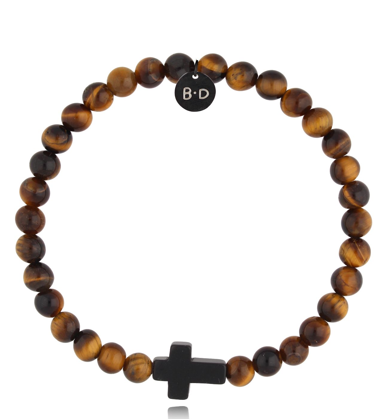 Bransoletka z tygrysim okiem i krzyżykiem Oakley 08 - By Dziubeka