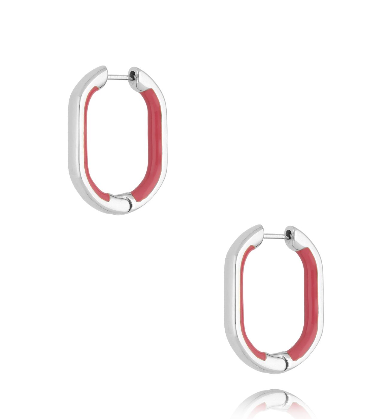 Kolczyki srebrne z różową emalią Tamala KSA1646