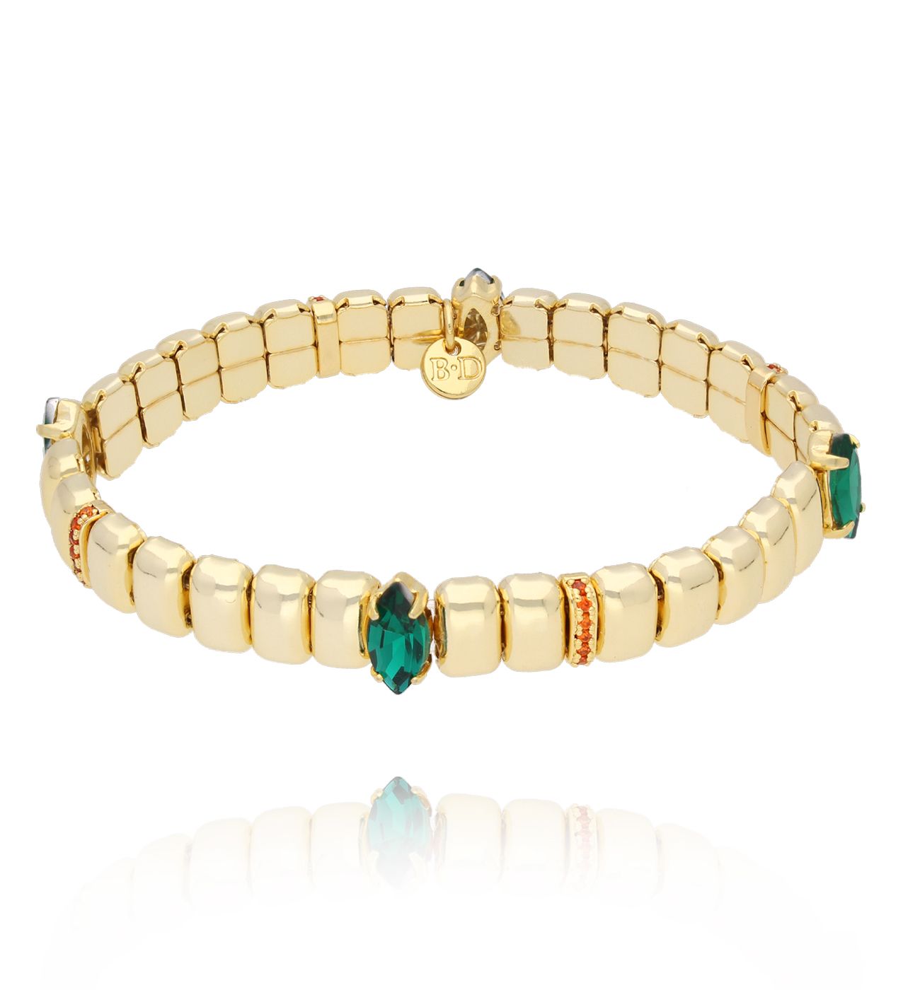 Bransoletka złota z zielonymi kryształkami BSC2198