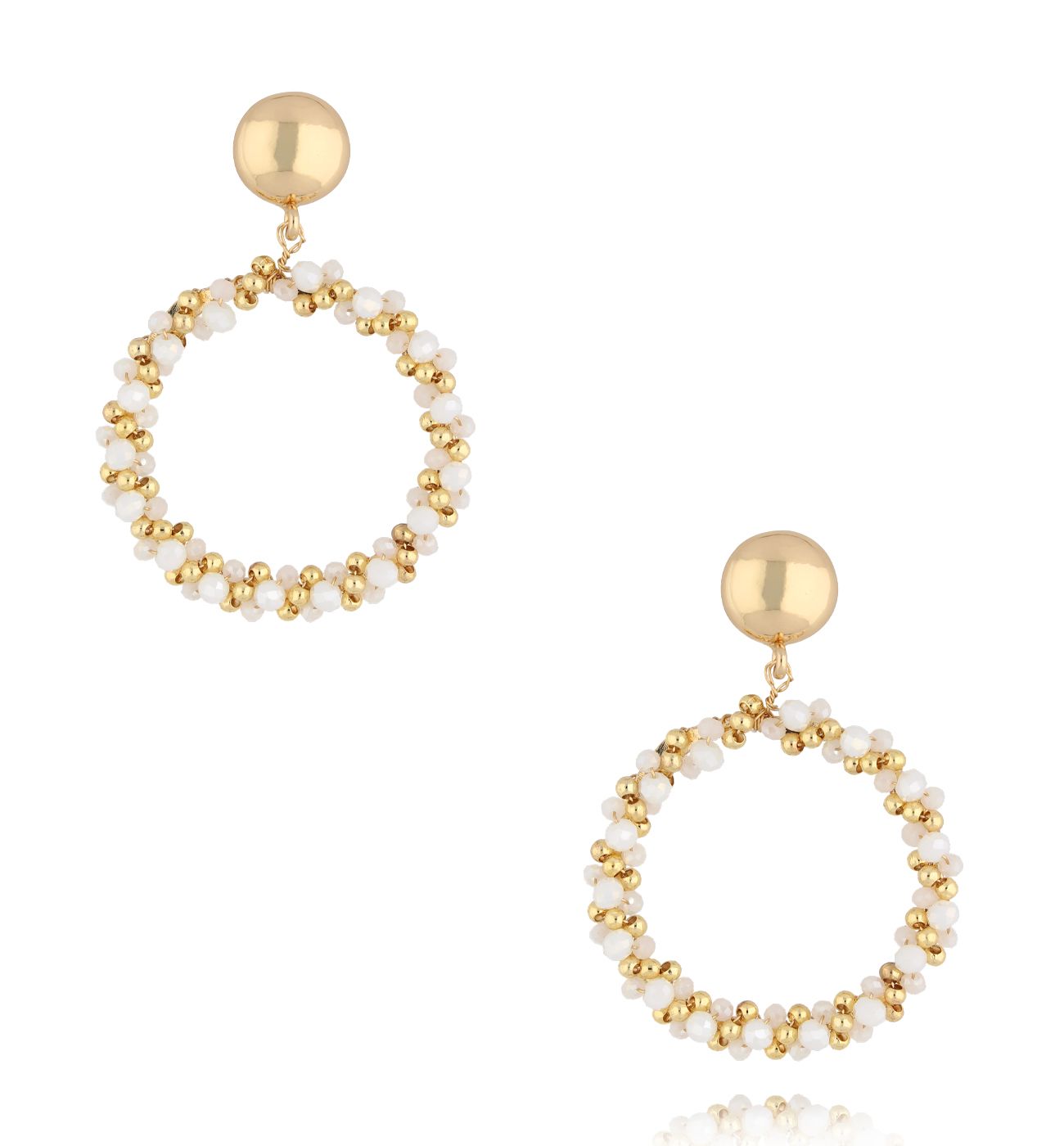 Kolczyki okrągłe z białymi kryształkami KWE0213