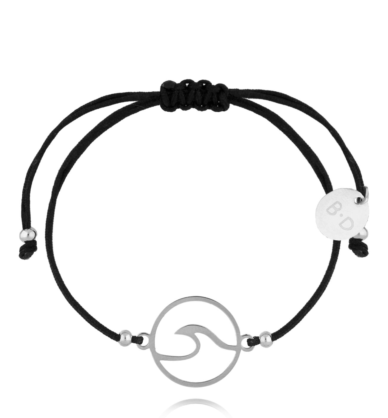 Bransoletka czarna ze srebrną falą Fiji BGL0965 - By Dziubeka