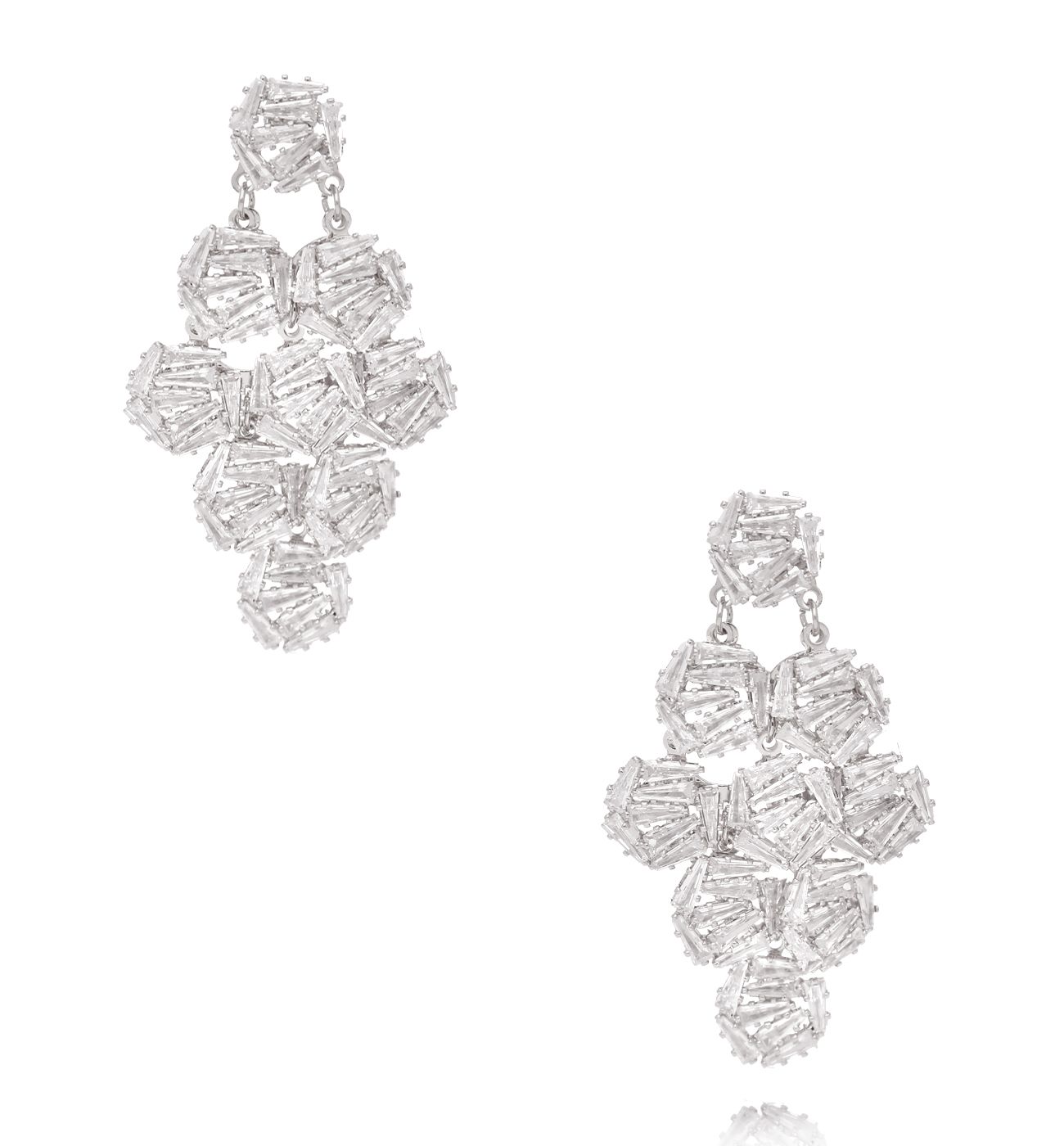 Kolczyki z geometryczną kompozycją kryształów srebrne KLU0189 - By Dziubeka