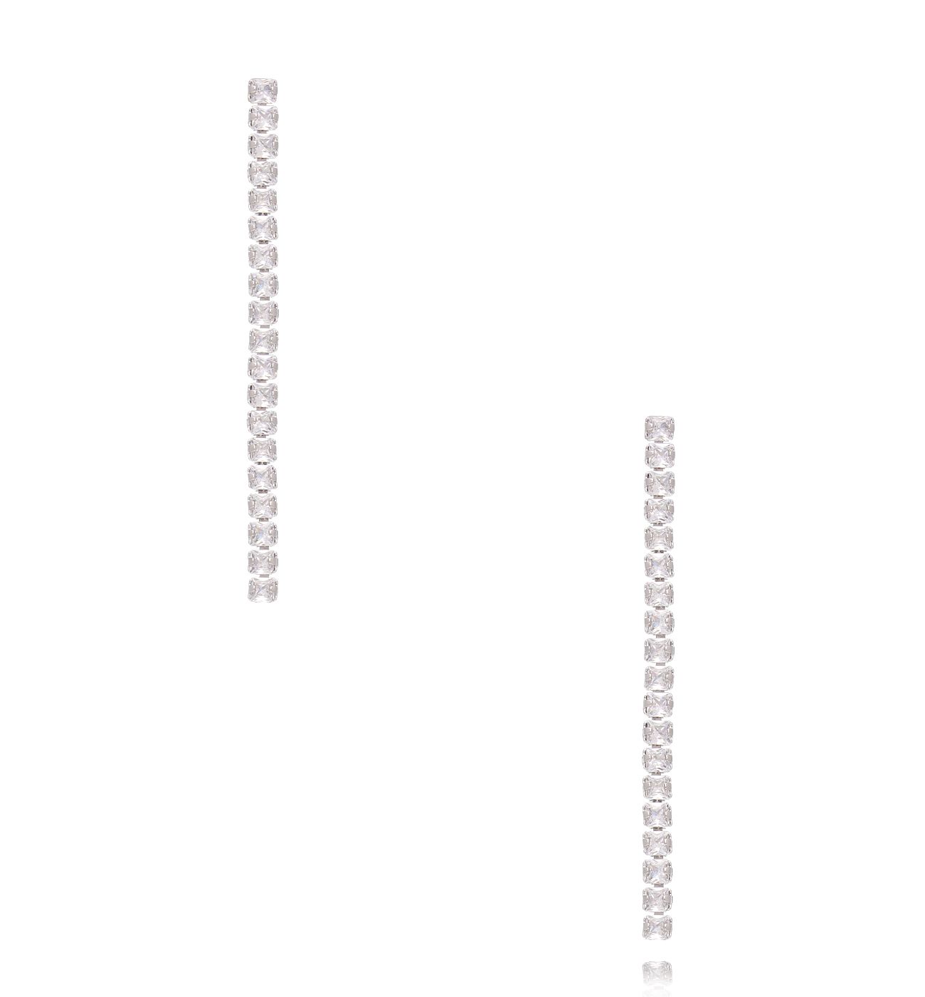 Kolczyki długie srebrne tennis z cyrkoniami - By Dziubeka