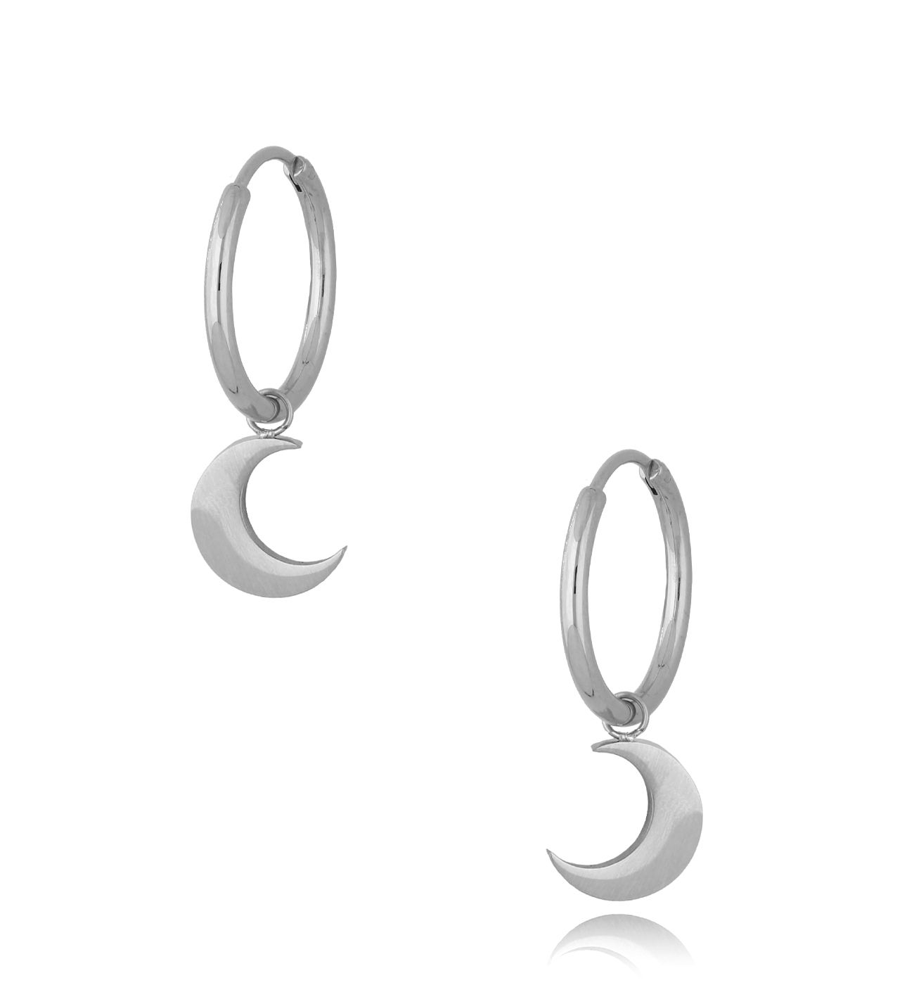 Kolczyki kółka posrebrzane ze stali szlachetnej Silver Moons KSA0292