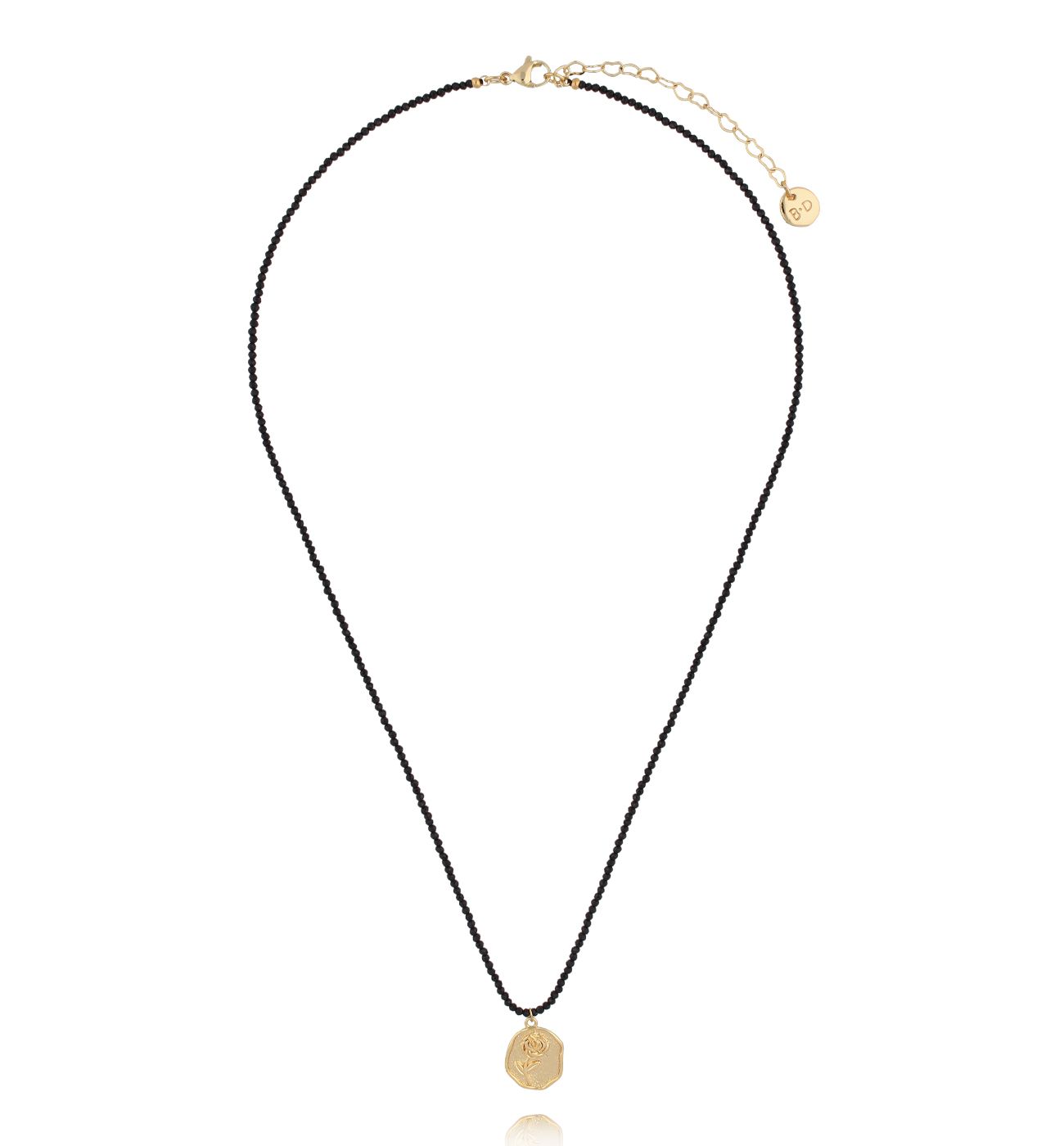 Naszyjnik z czarnymi agatami i zawieszką - By Dziubeka