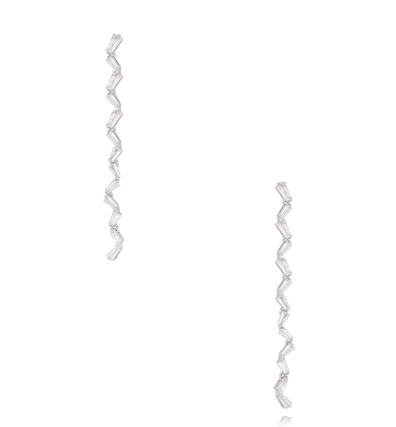 Kolczyki z transparentnymi kryształkami długie srebrne - By Dziubeka