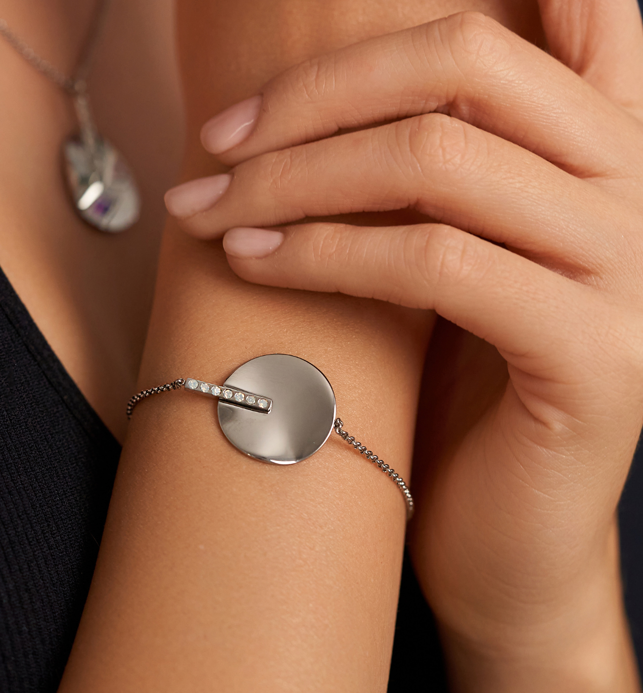 Bransoletka srebrna z blaszką i cyrkoniami Maringá - By Dziubeka