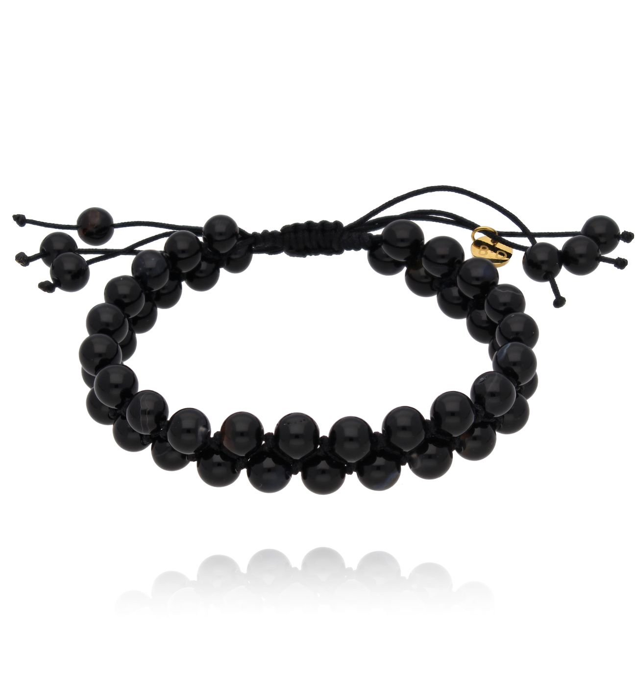 Bransoletka z czarnymi agatami kulki BPA0544
