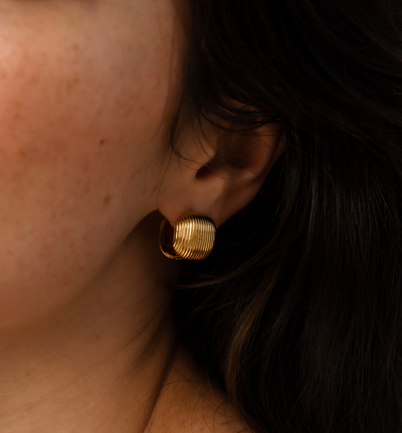 Kolczyki złote kwadratowe - By Dziubeka