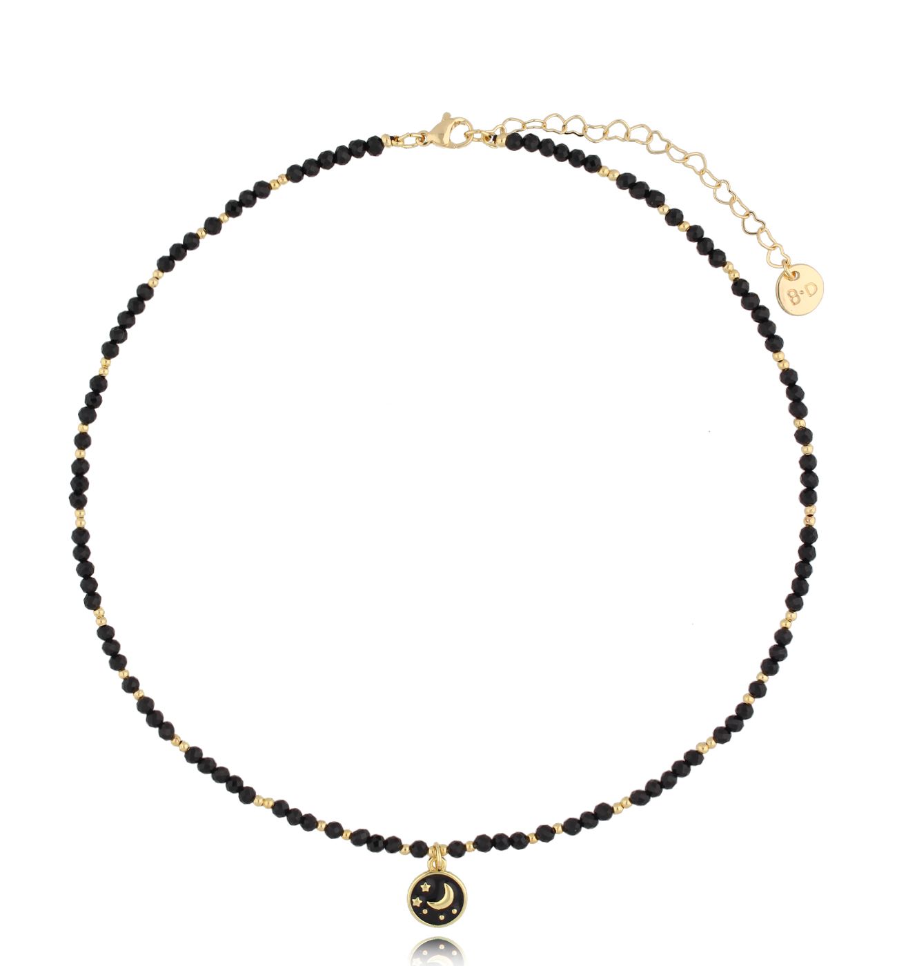 Naszyjnik z turmalinami i zawieszką z księżycem NTW1292