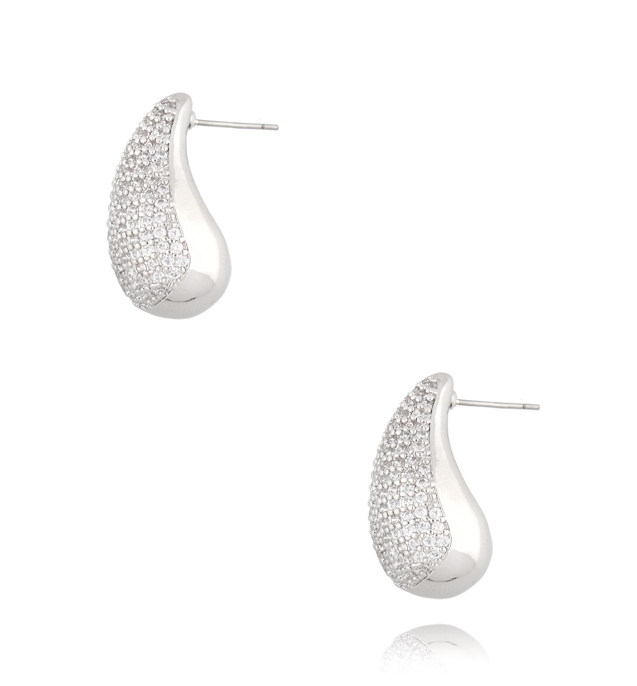 Kolczyki srebrne krople z cyrkoniami Feel KRG1048