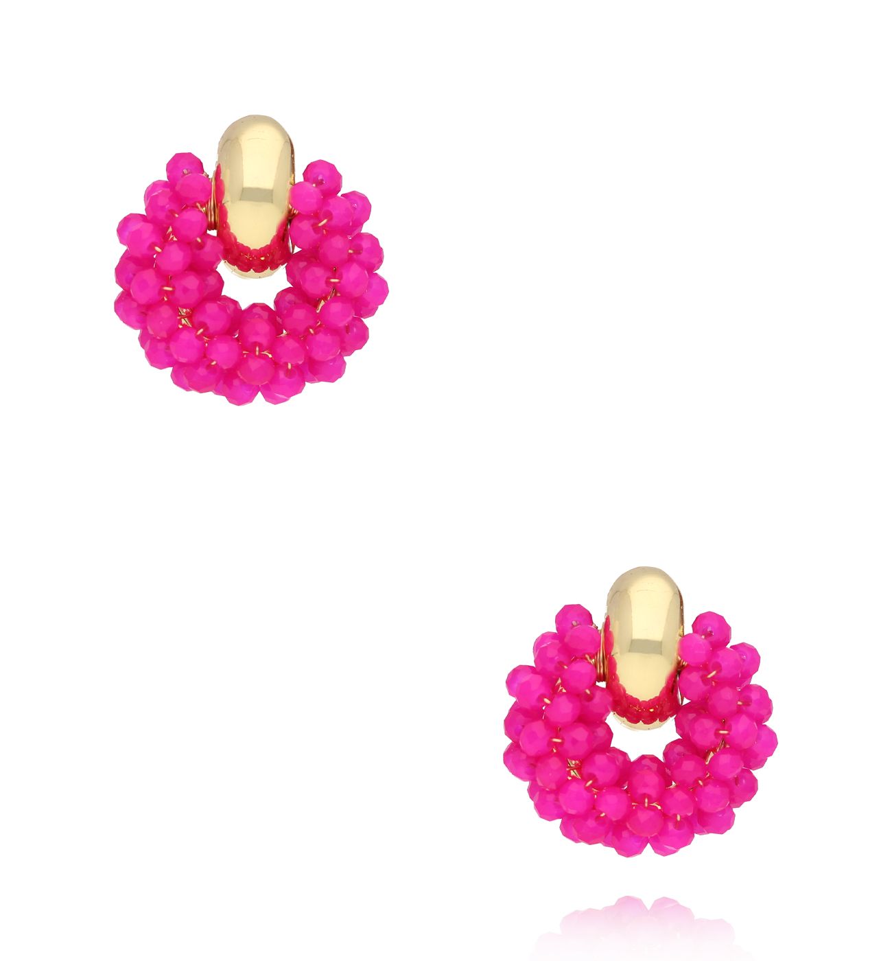 Kolczyki z fuksjowymi kryształkami KWE0175 - By Dziubeka