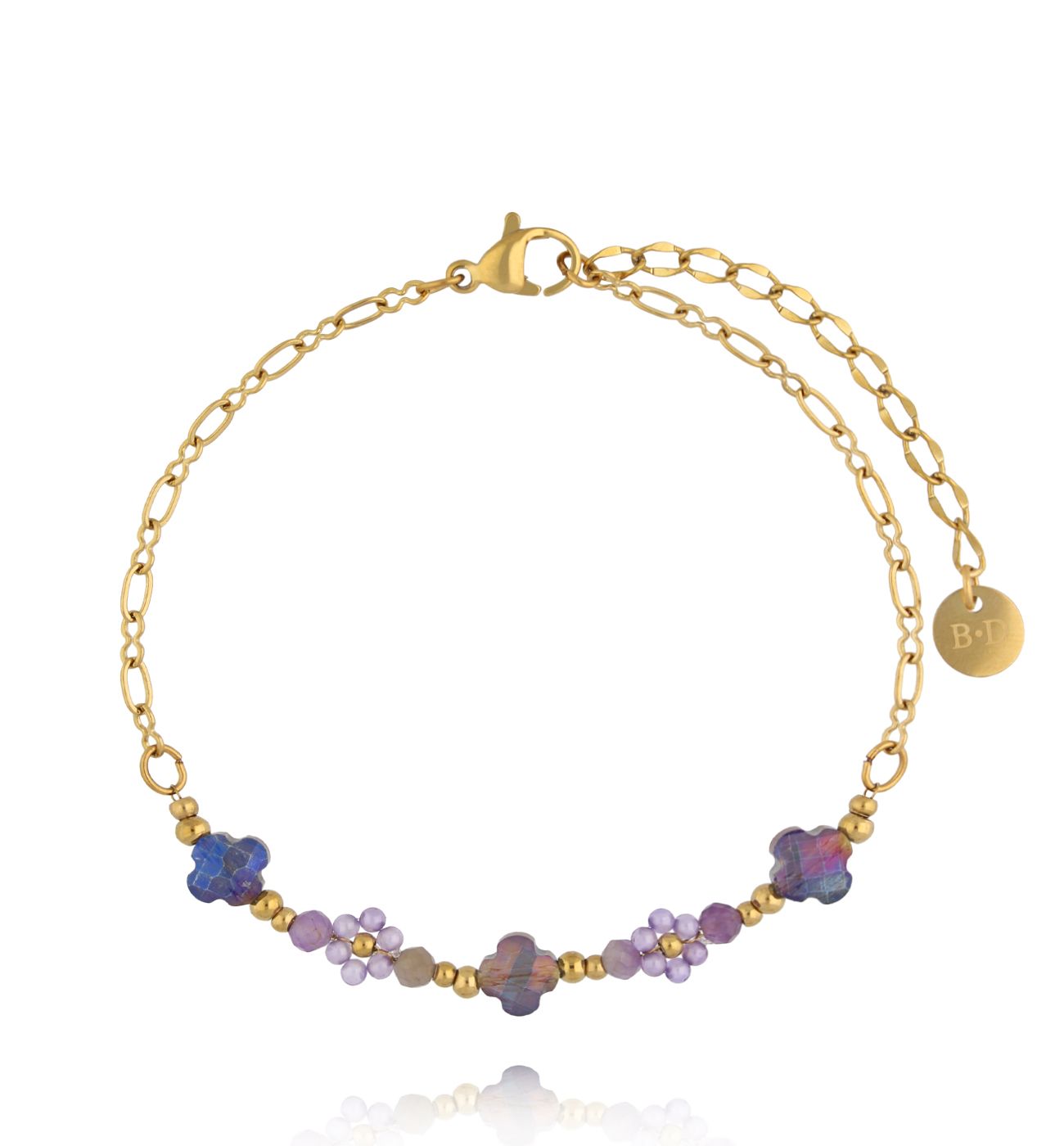 Bransoletka złota z ametystami - By Dziubeka