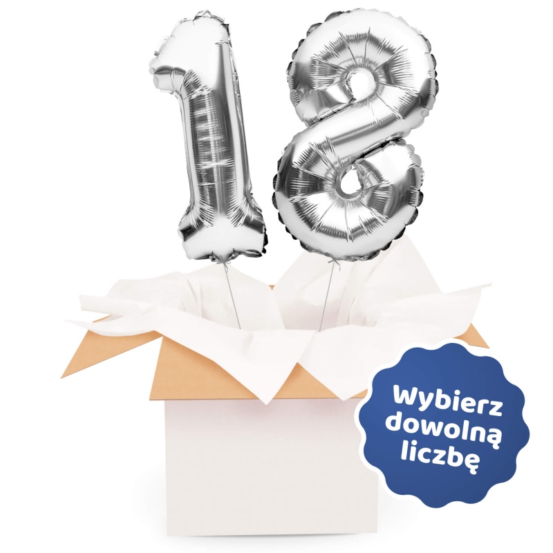 Kreator liczb z balonów, kolor srebrny