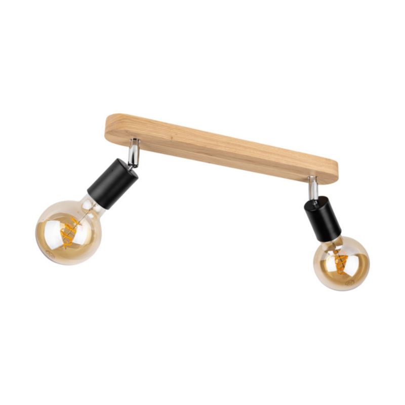 Drewniana Lampa Sufitowa SPOT Light 2xE27 Max.25W Dąb Olejowany FSC z Akcentem Czerni, Polski Producent, 1 szt.