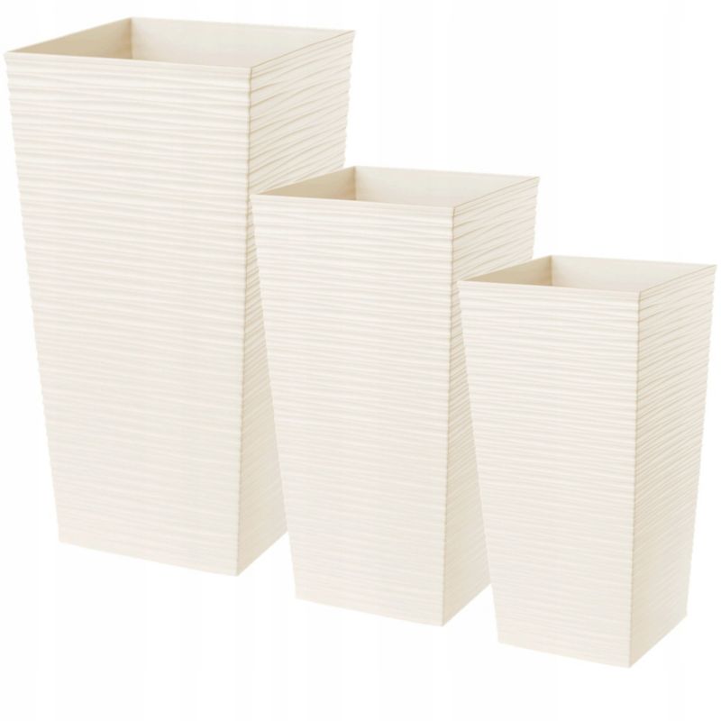 Doniczka KADAX Zestaw 3x Donica Ogrodowa Wkład Krem 68cm 3 szt.