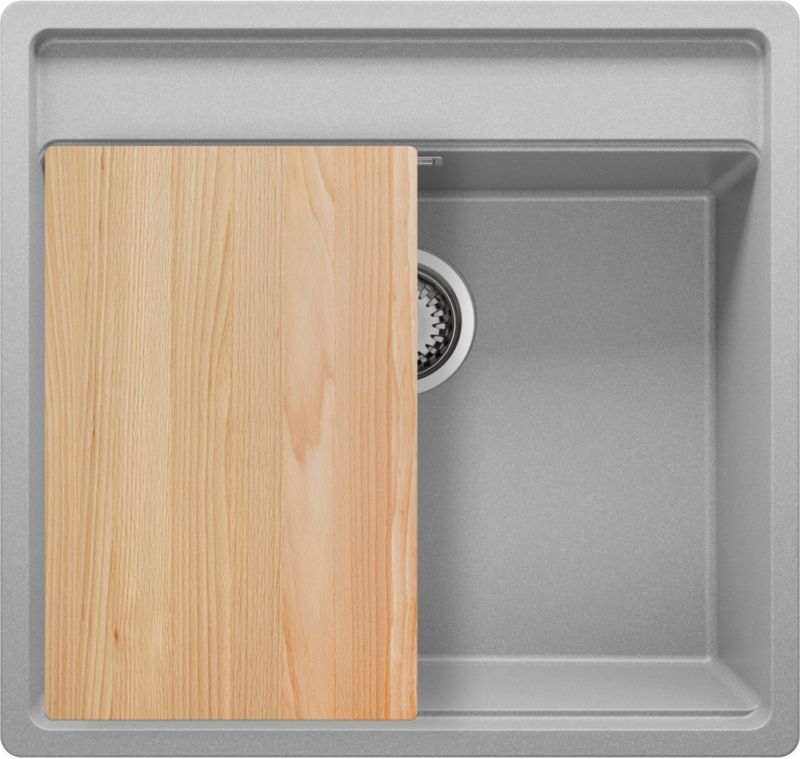 Zlewozmywak podblatowy Bergen PRIMAGRAN 56x53cm do szafki od 60cm, Szary + Syfon + Deska, S077, 1 szt.